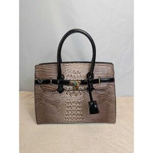 Taupe Croc Embossed Top Handle Structured Tote Bag New With Tags Faux Croc Skin
